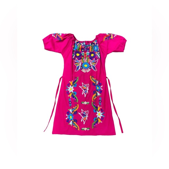Cielito Lindo Dresses & Skirts - Tecali Mexican Embroidered Pink Dress